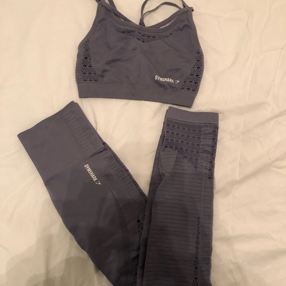 Gymshark energy seamless steel blue set
